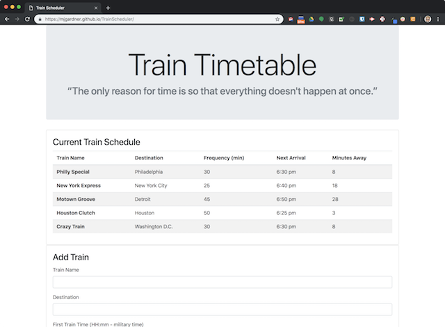 Train Scheduler screenshot