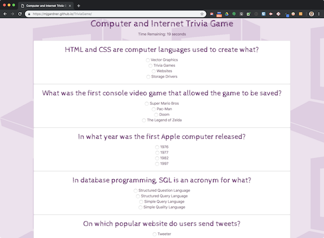 Trivia Game screenshot